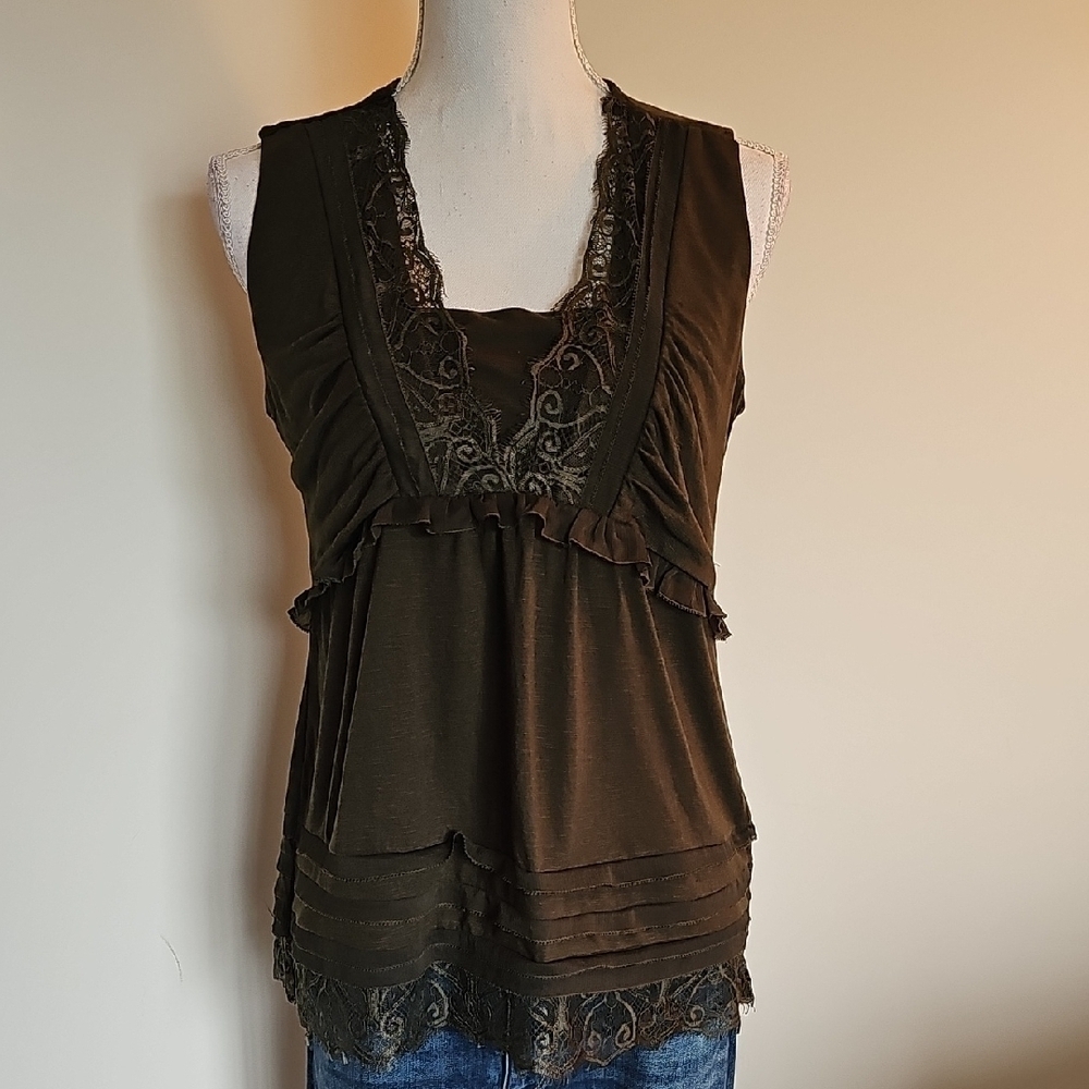 White House Black Market Olive Lace Camisole